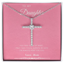 Load image into Gallery viewer, Always Here For You cz cross necklace front
