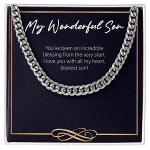 Wonderful Blessing cuban link chain silver front