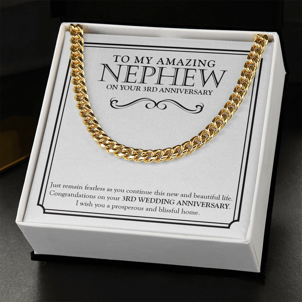 Be Fearless In Life cuban link chain gold standard box