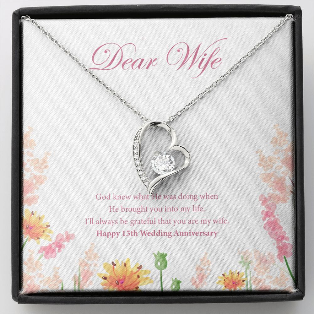 Always Grateful forever love silver necklace front