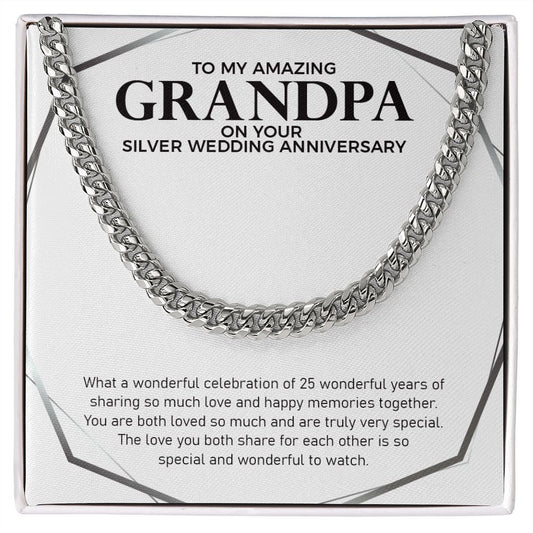 25 Wonderful Years cuban link chain silver front