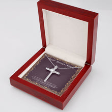 Load image into Gallery viewer, Light Get Brighter cz cross necklace luxury led box side view

