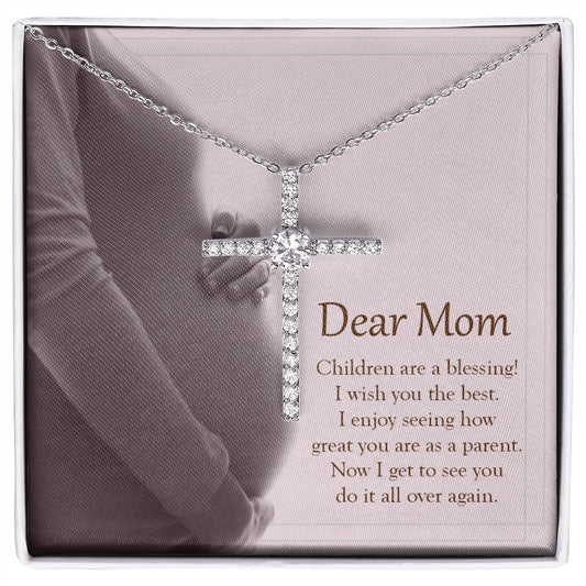 Children Are A Blessing cz cross necklace front