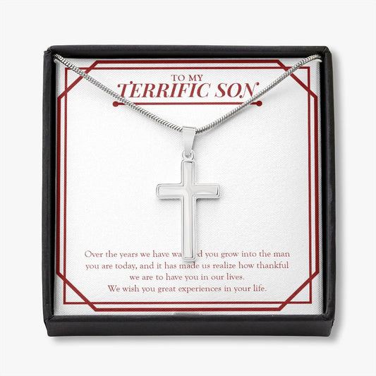 Thankful To Have You stainless steel cross necklace front