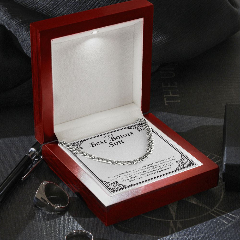 Adding A Son In My Life cuban link chain silver premium led mahogany wood box