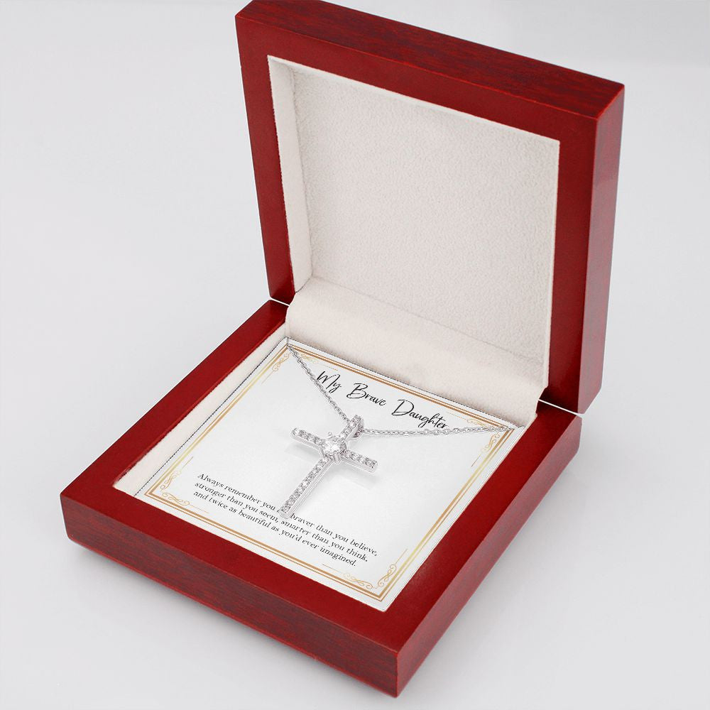 Twice As Beautiful cz cross necklace luxury led box side view