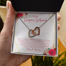 Load image into Gallery viewer, I Will Be Forever Grateful interlocking heart necklace in hand
