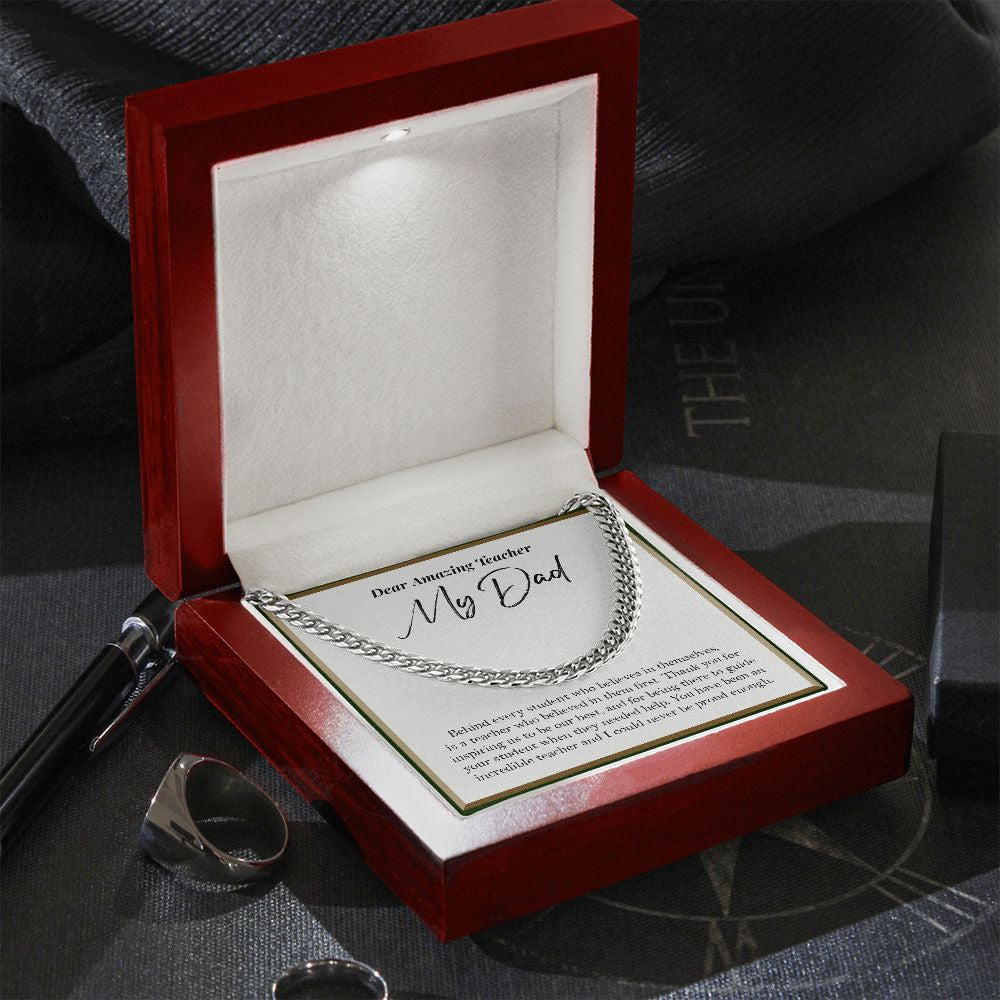 Behind Every Student cuban link chain silver premium led mahogany wood box