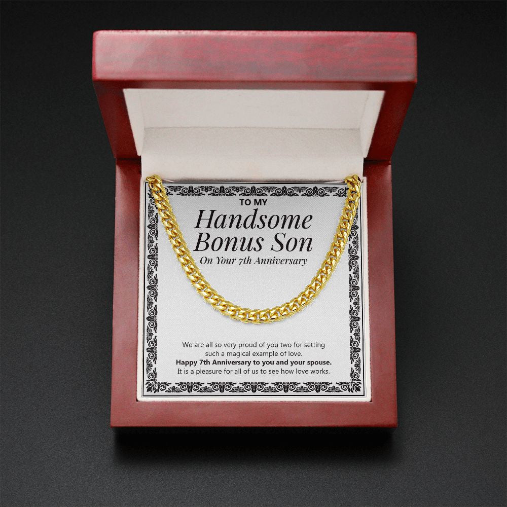 Pleasure For All Of Us cuban link chain gold mahogany box led