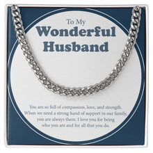 Load image into Gallery viewer, Compassion, Love and Strength cuban link chain silver front
