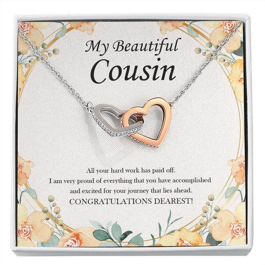 Taking the Next Step In Your Life interlocking heart necklace front