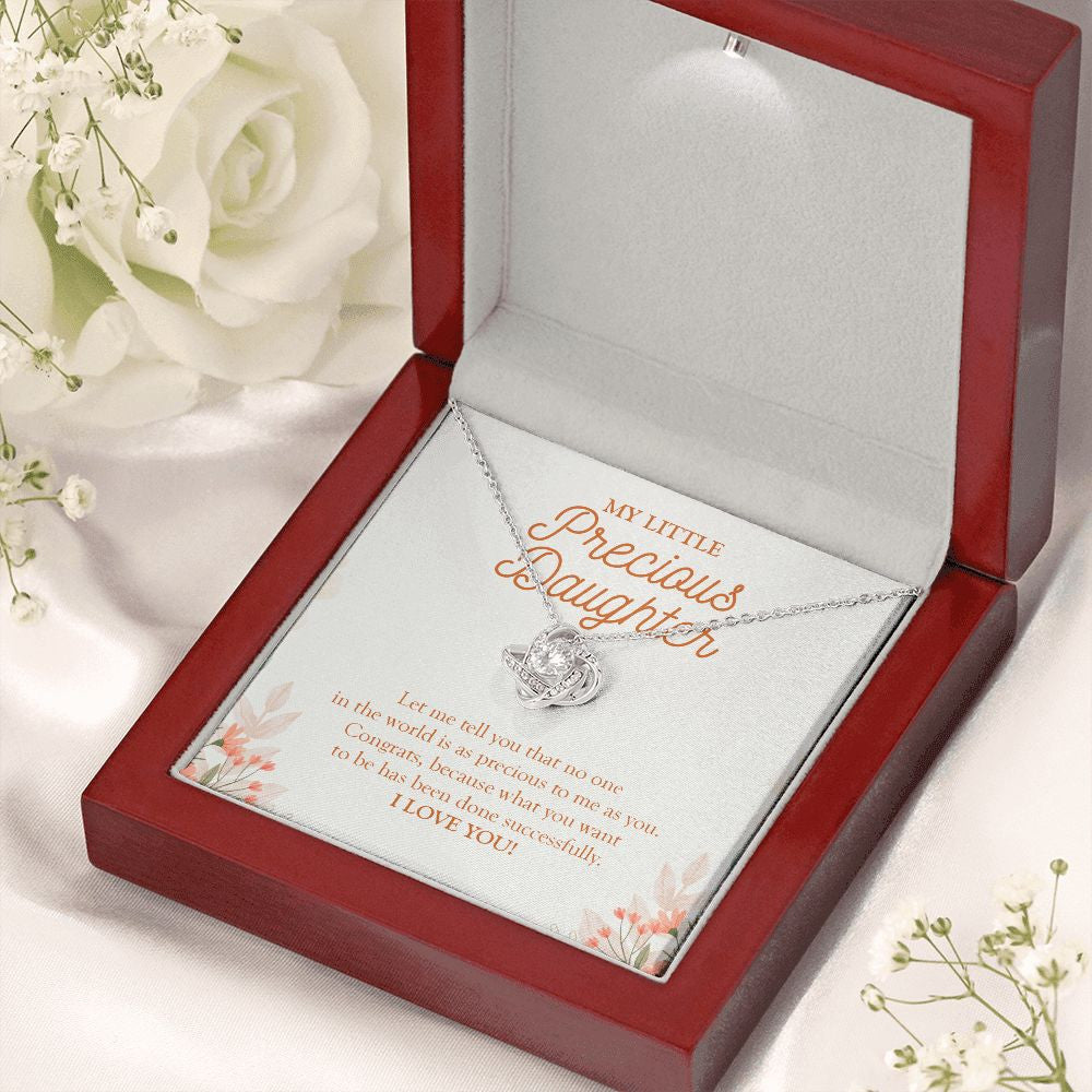 World Precious Daughter love knot necklace premium led mahogany wood box