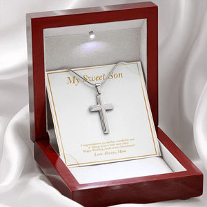 Year Of Falling In Love stainless steel cross premium led mahogany wood box