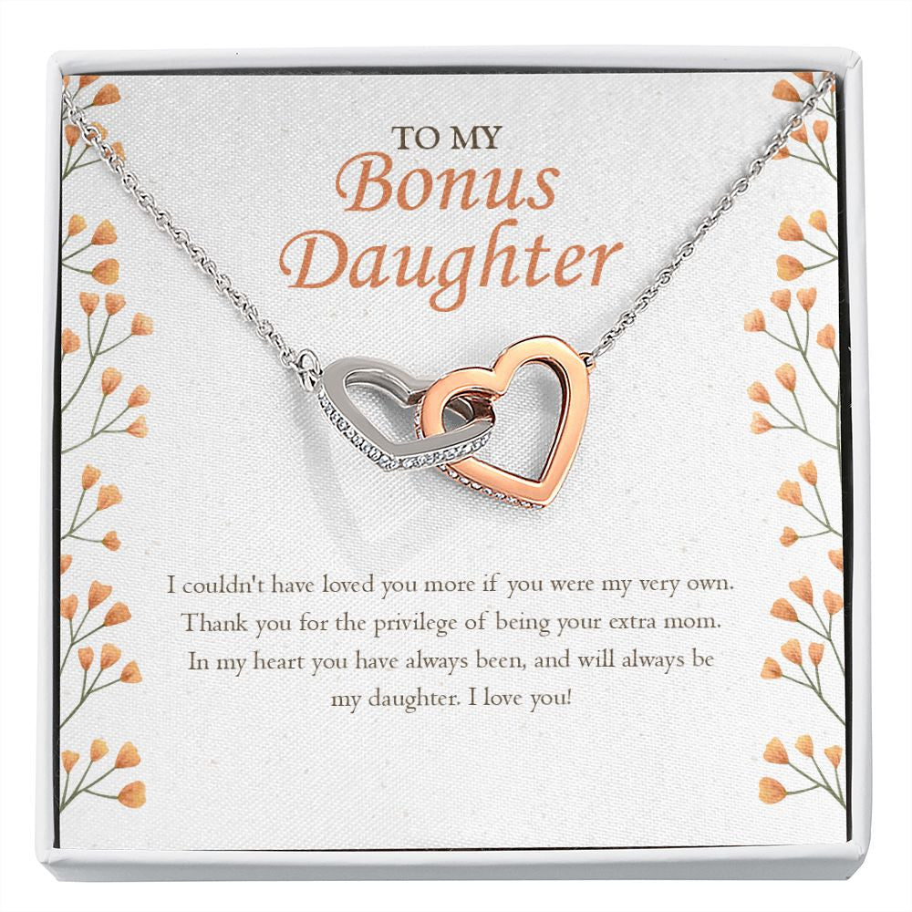 Privilege Of Being An Extra-Mom interlocking heart necklace front