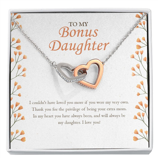 Privilege Of Being An Extra-Mom interlocking heart necklace front