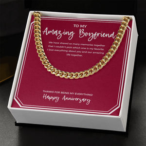 Amazing Life Together cuban link chain gold standard box