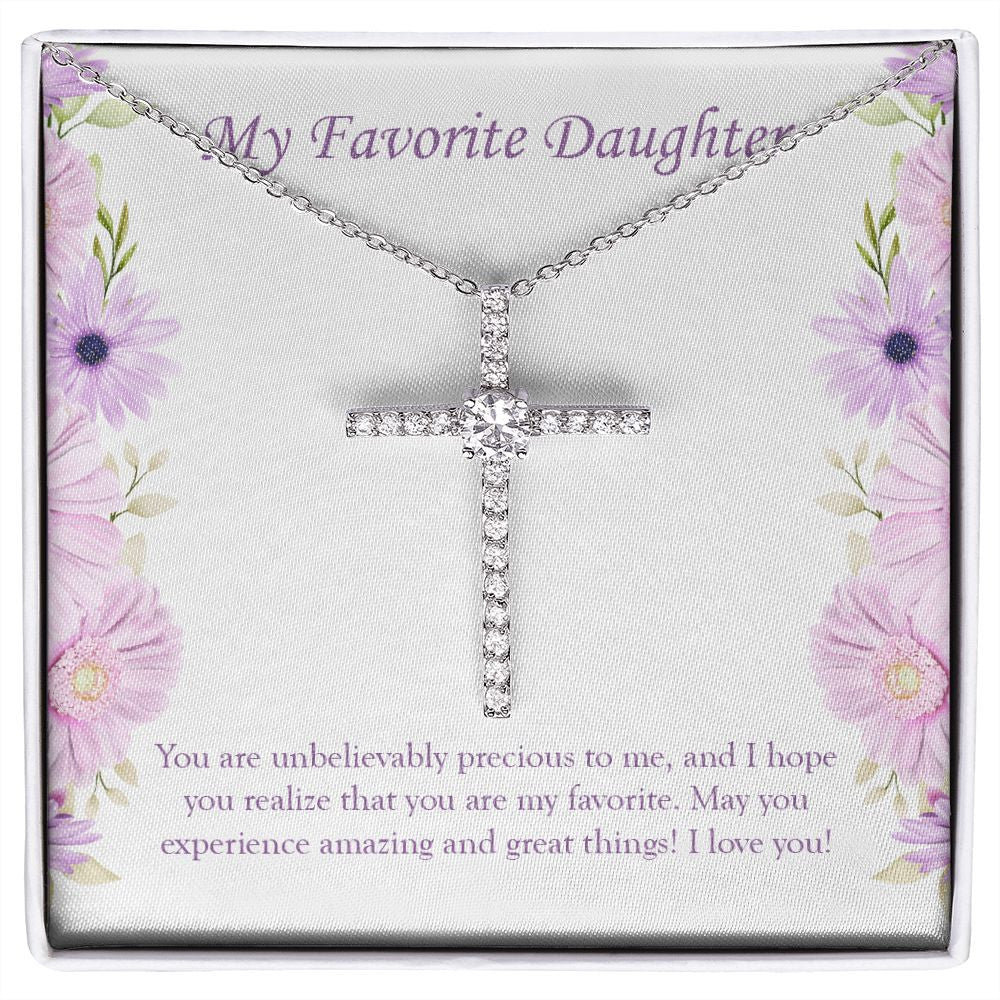 Unbelievably Precious To Me cz cross necklace front