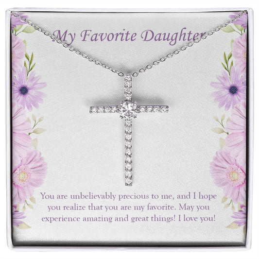 Unbelievably Precious To Me cz cross necklace front