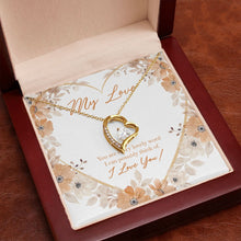 Load image into Gallery viewer, Every Lovely Word forever love gold pendant premium led mahogany wood box
