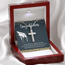 Load image into Gallery viewer, Be Confident stainless steel cross premium led mahogany wood box

