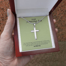 Load image into Gallery viewer, Do Great Things stainless steel cross luxury led box hand holding
