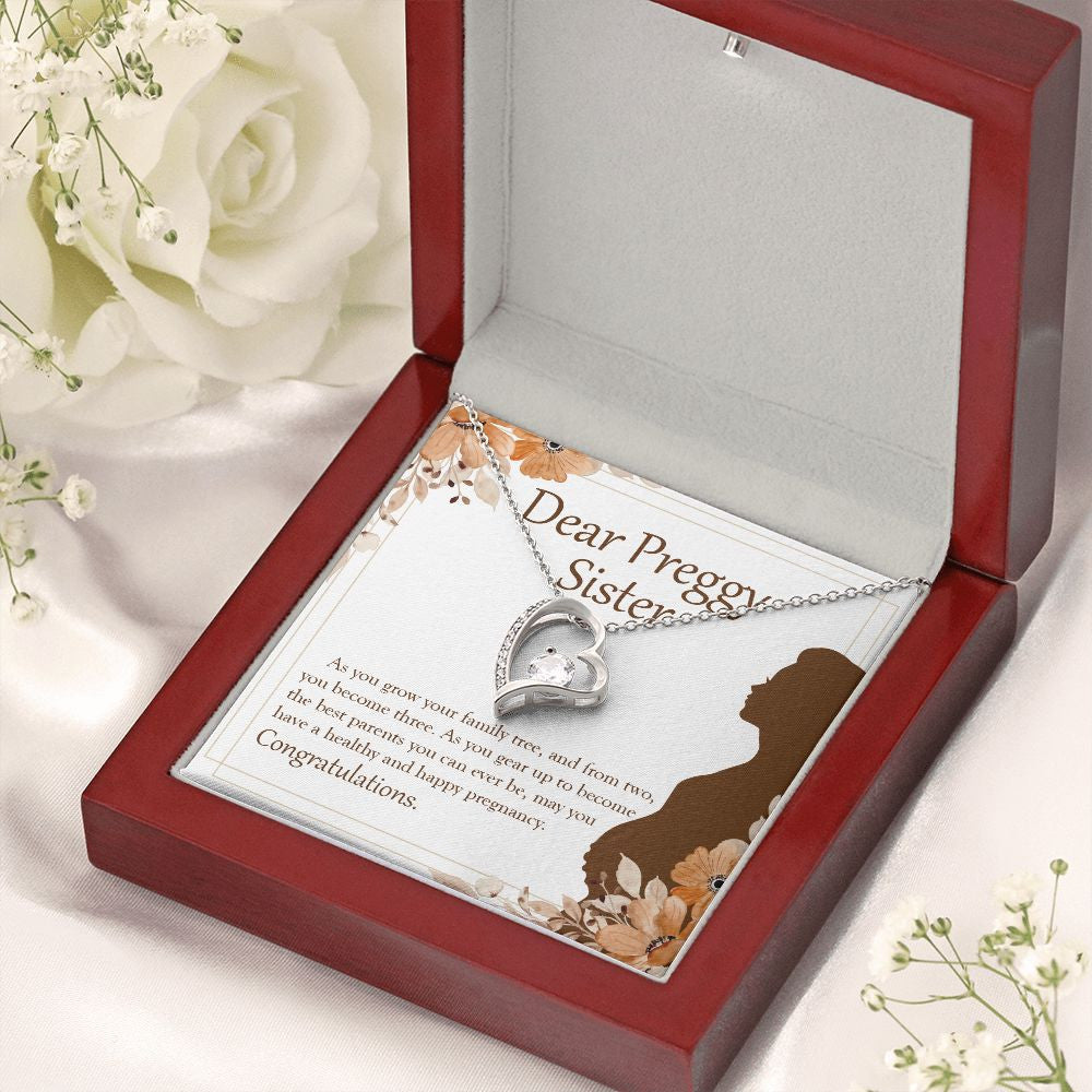 A Family Of Three forever love silver necklace premium led mahogany wood box