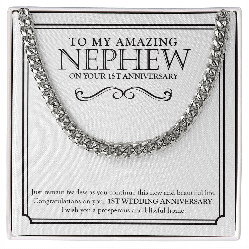 Just Remain Fearless cuban link chain silver front