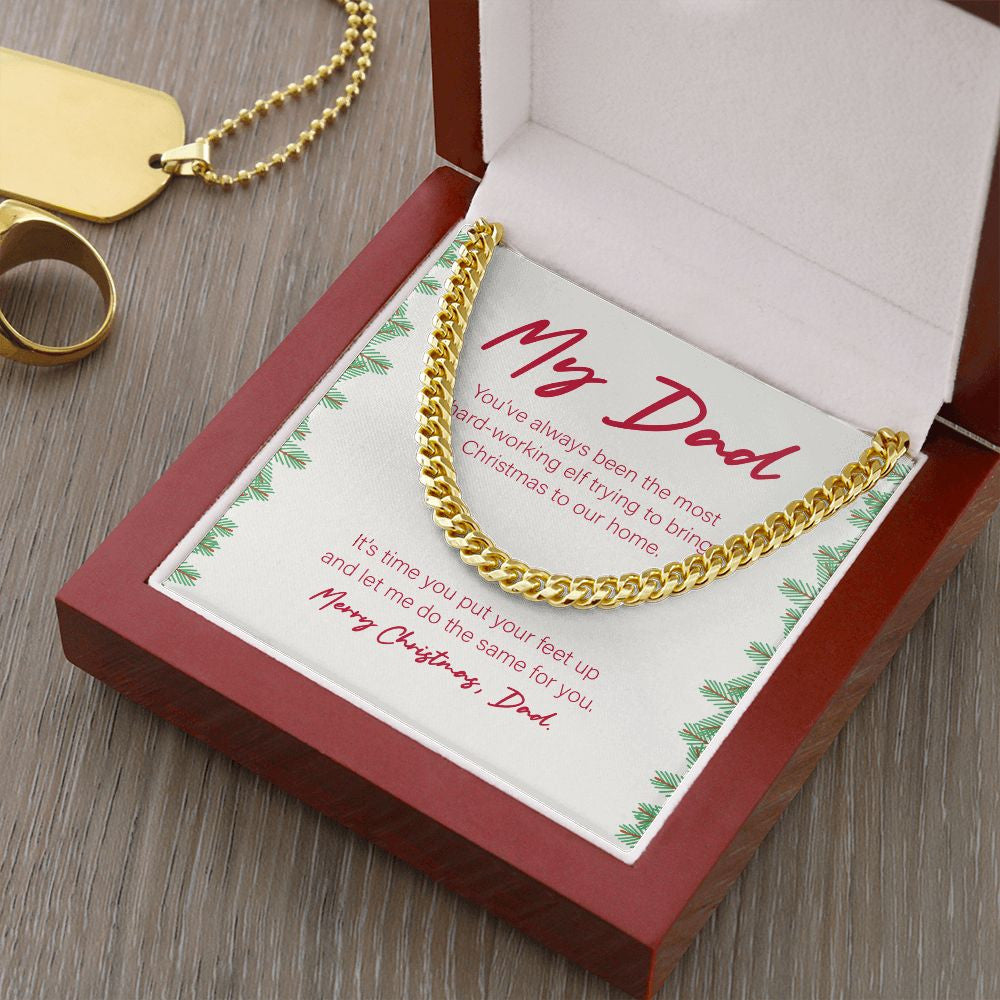 The Most Hard-Working Elf cuban link chain gold luxury led box