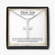 Load image into Gallery viewer, Happy To See You stainless steel cross necklace front
