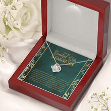 Load image into Gallery viewer, Marriage fill of adventure love knot necklace premium led mahogany wood box
