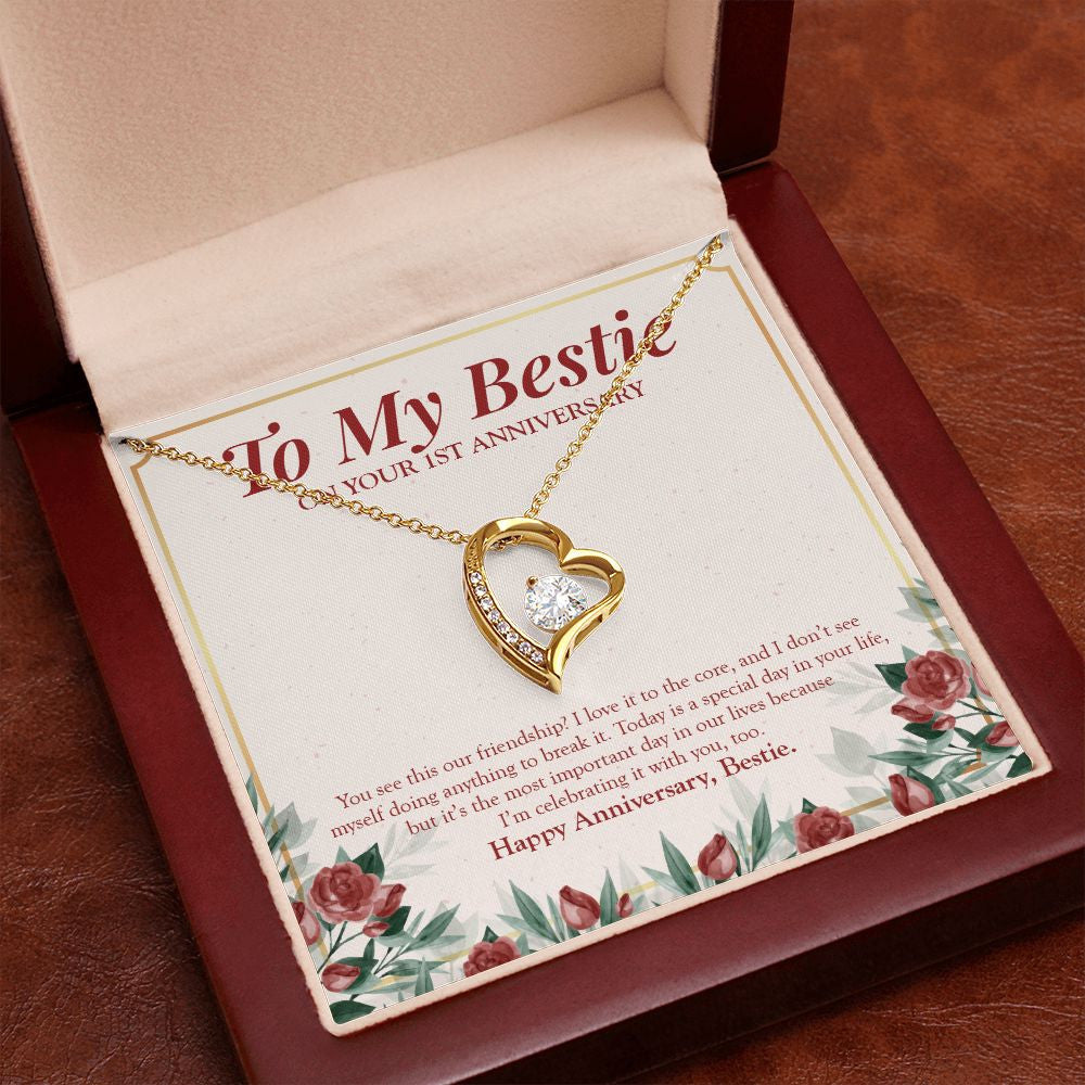 Our Friendship forever love gold pendant premium led mahogany wood box