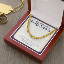 Load image into Gallery viewer, God Bless Your Matrimony cuban link chain gold luxury led box
