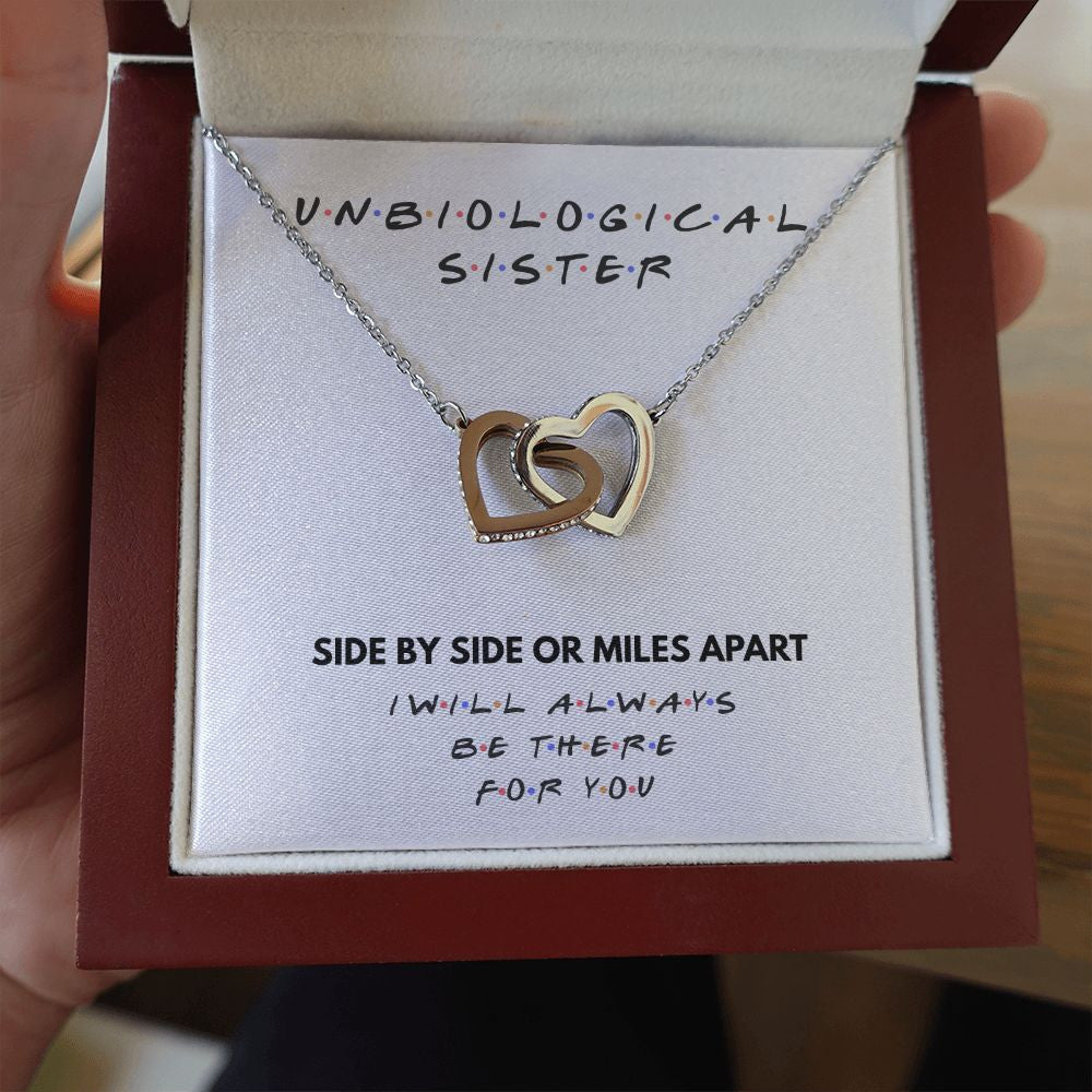 Side By Side interlocking heart necklace luxury led box hand holding