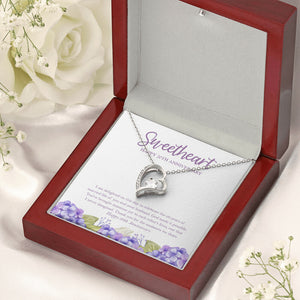 Delighted On This Day forever love silver necklace premium led mahogany wood box