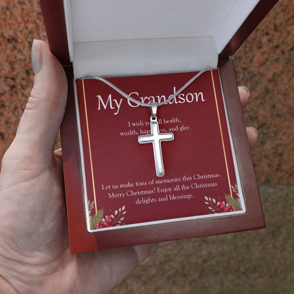 Tons Of Memories This Day stainless steel cross luxury led box hand holding