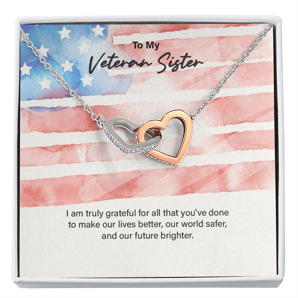 You Make Our Lives Better interlocking heart necklace front