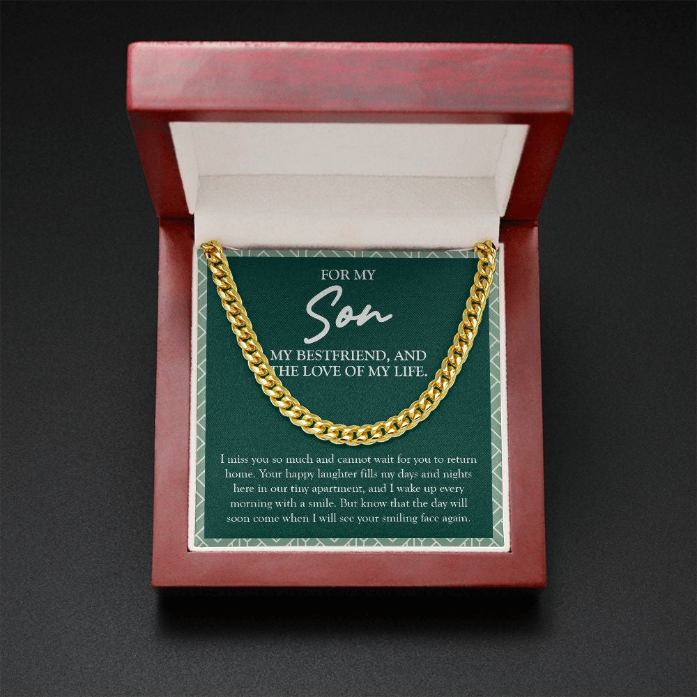 Your Smiling Face Again cuban link chain gold mahogany box led