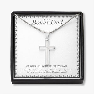 Perfect Partner For Each Other stainless steel cross necklace front