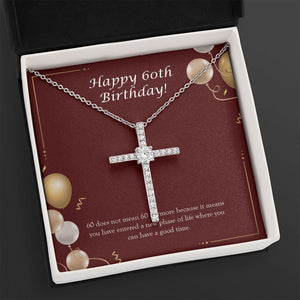 New Phase Of Life cz cross necklace close up