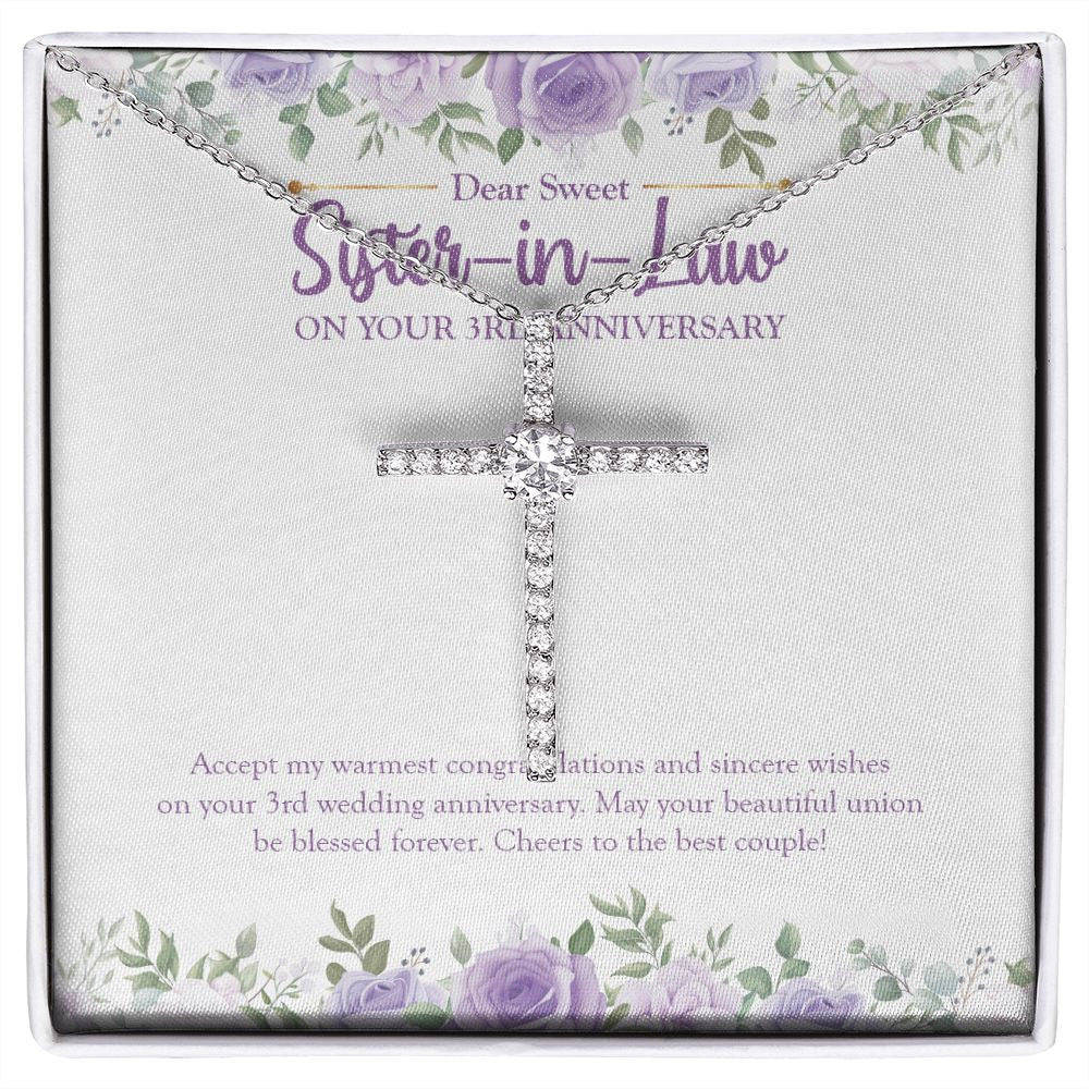 A Beautiful Union cz cross necklace front