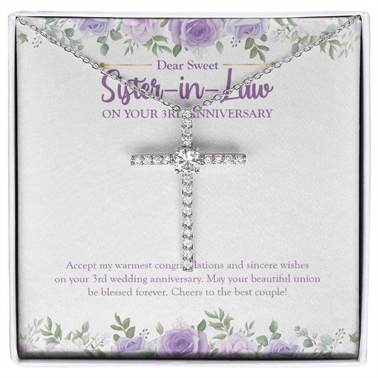 A Beautiful Union cz cross necklace front