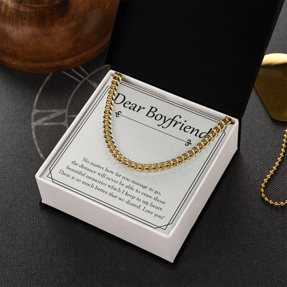 Beautiful Memories In My Heart cuban link chain gold box side view