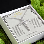Blessings To Family cz cross pendant close up