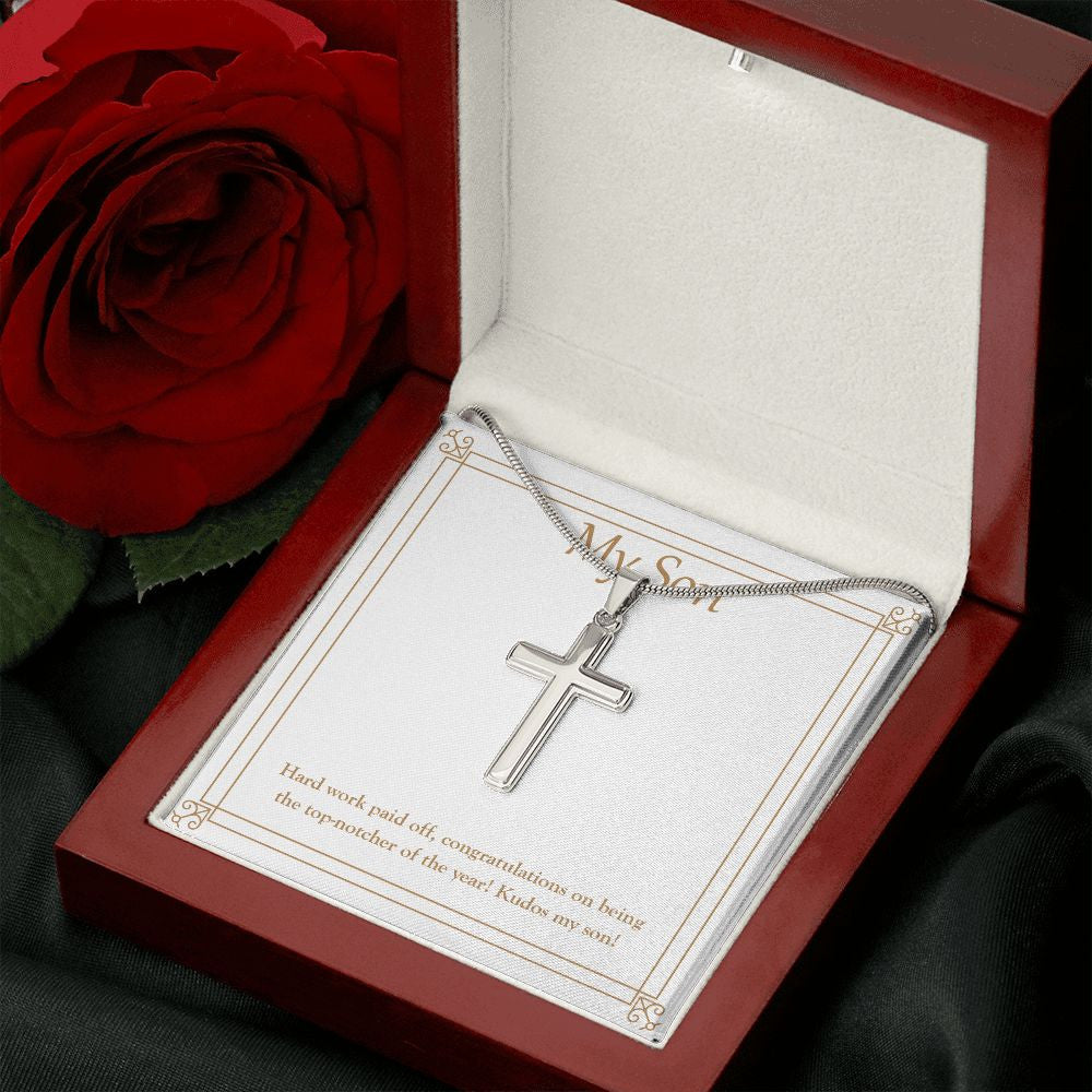 Hard Work Paid Off stainless steel cross luxury led box rose