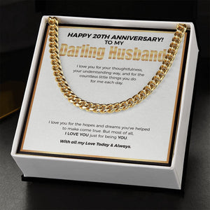 Love You For Your Thoughtfulness cuban link chain gold standard box
