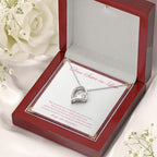 Each Other's Warm Smiles forever love silver necklace premium led mahogany wood box