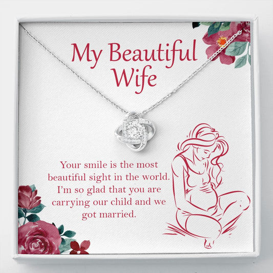 Beautiful Smile In The World love knot necklace front