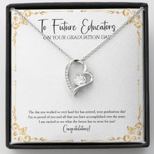 Load image into Gallery viewer, The Future Has In Store For You forever love silver necklace front
