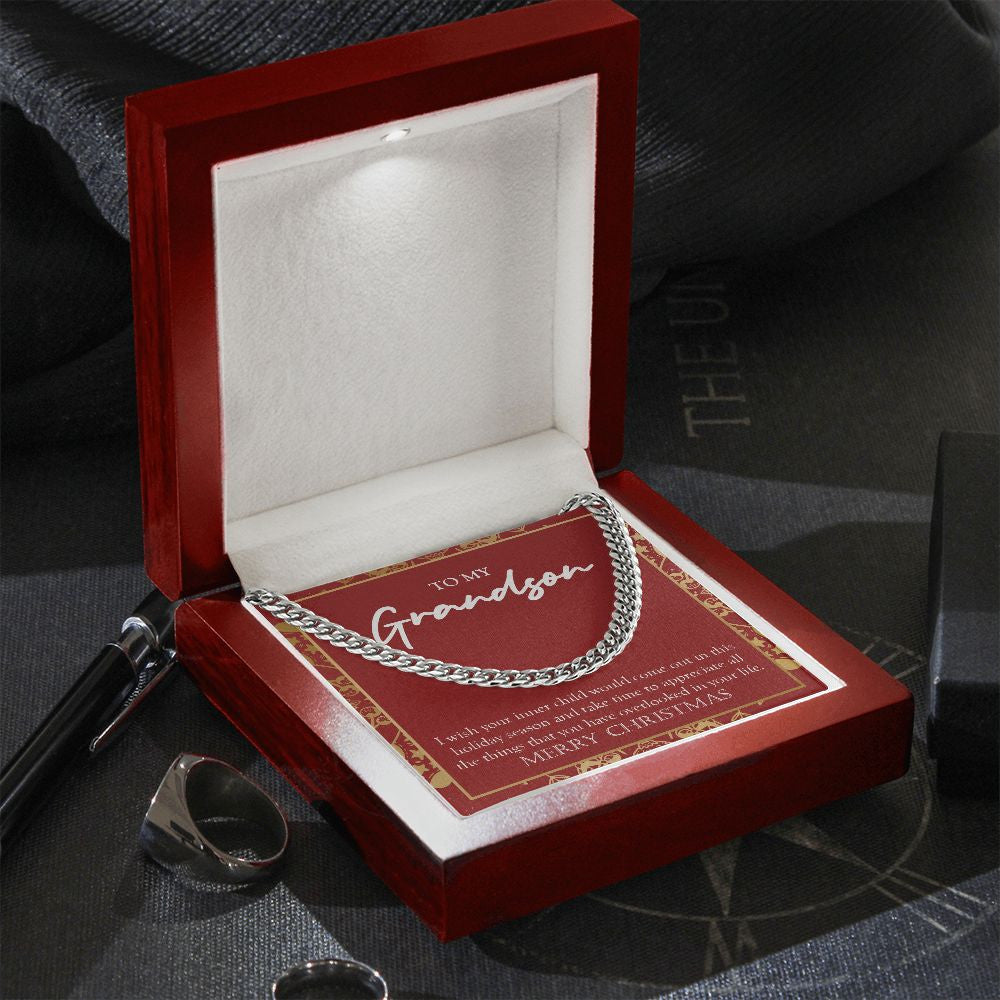 Inner Child Would Come Out cuban link chain silver premium led mahogany wood box