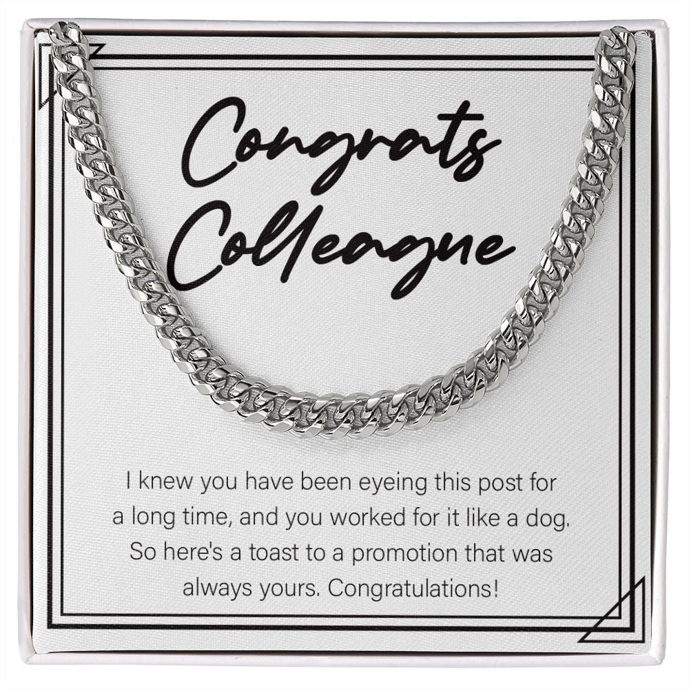 Worked For Like A Dog cuban link chain silver front